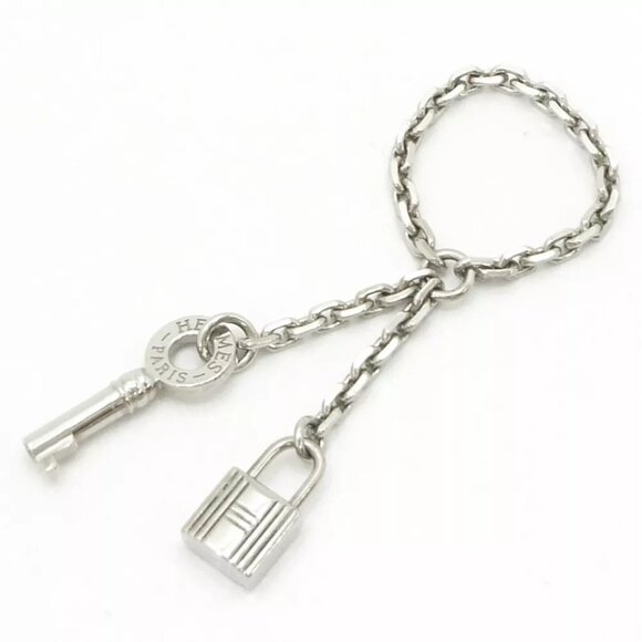 Authentic HERMES Cadena Motif Chain Type Silver Tone Scarves Ring - Picture 2 of 11